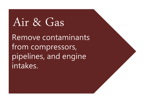 Air & Gas Removes contaminants from compressors, pipelines, and engine intakes.